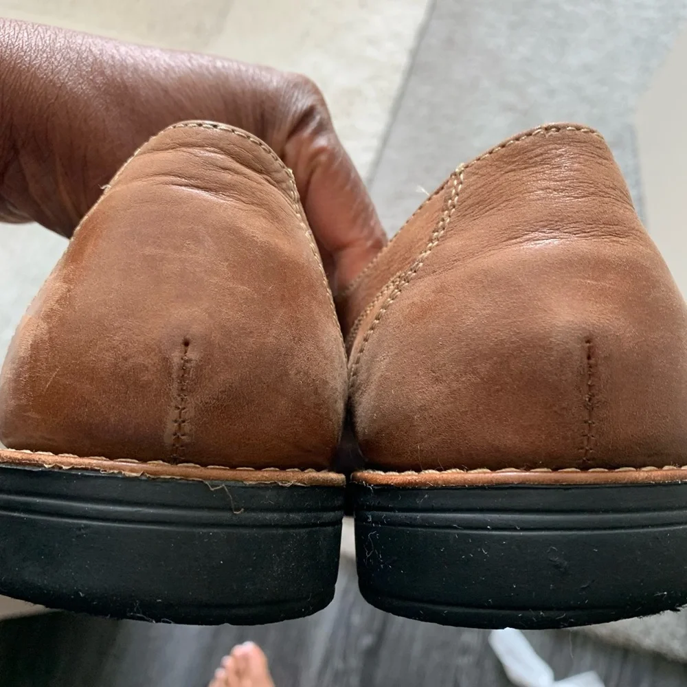 Sandro Brown Leather Slip-On Loafers Pre-loved Shors.